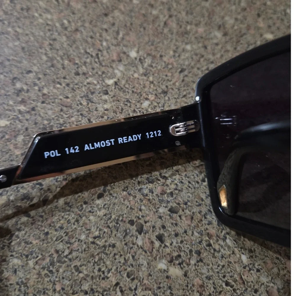 Quay Australia Black &‎ Gold Almost Ready Square Frame Polarized Sunglasses